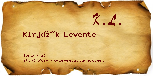 Kirják Levente névjegykártya